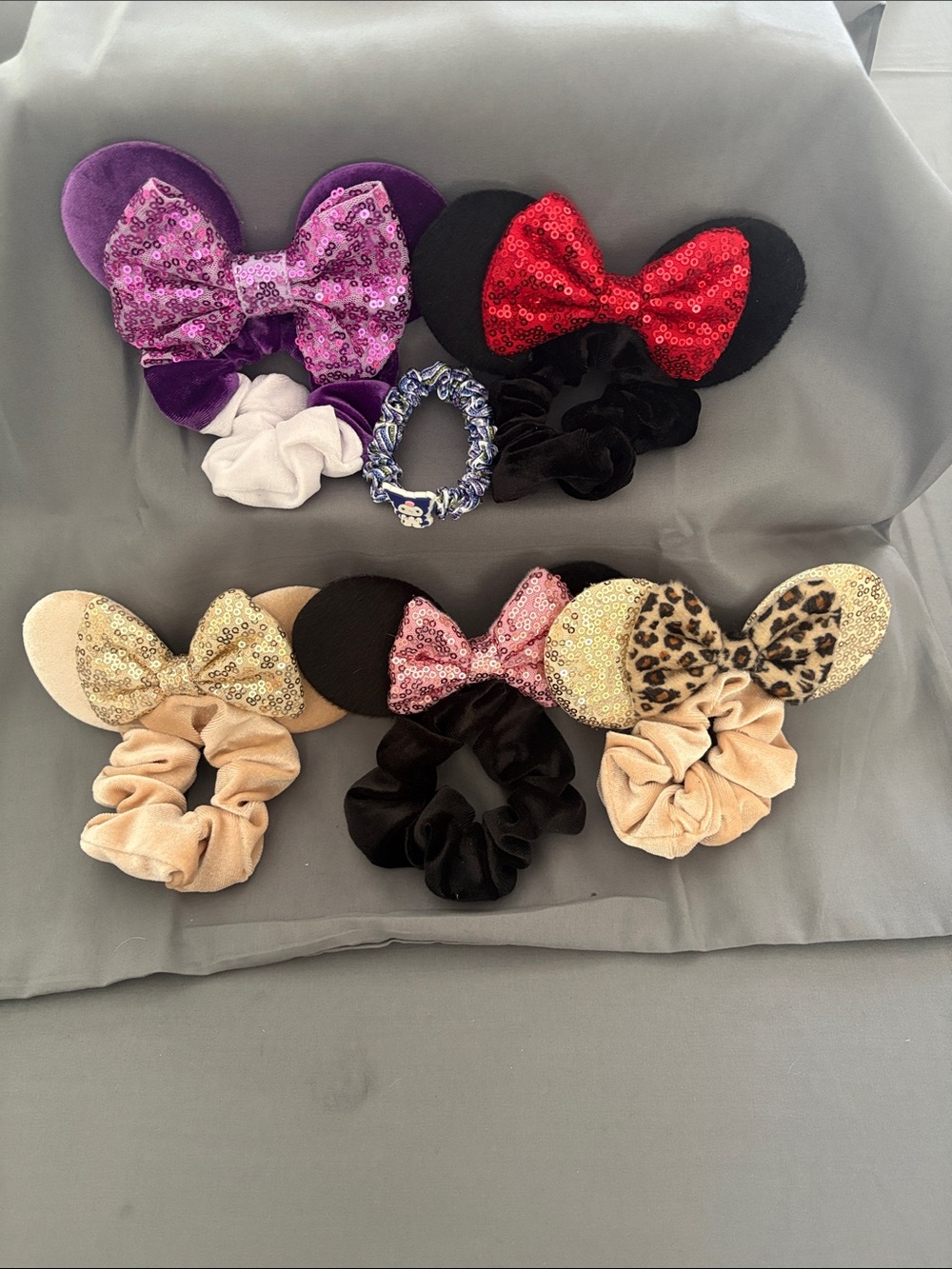 Kids Sequin Mouse Ear Scrunchie Hair Clips - Assorted Colors